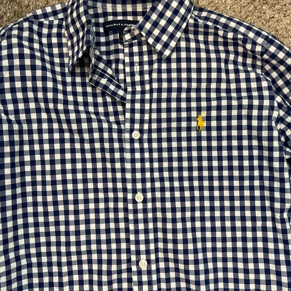 Ralph Lauren Sport Blue Checkered Button Down Size 8 - Picture 2 of 4
